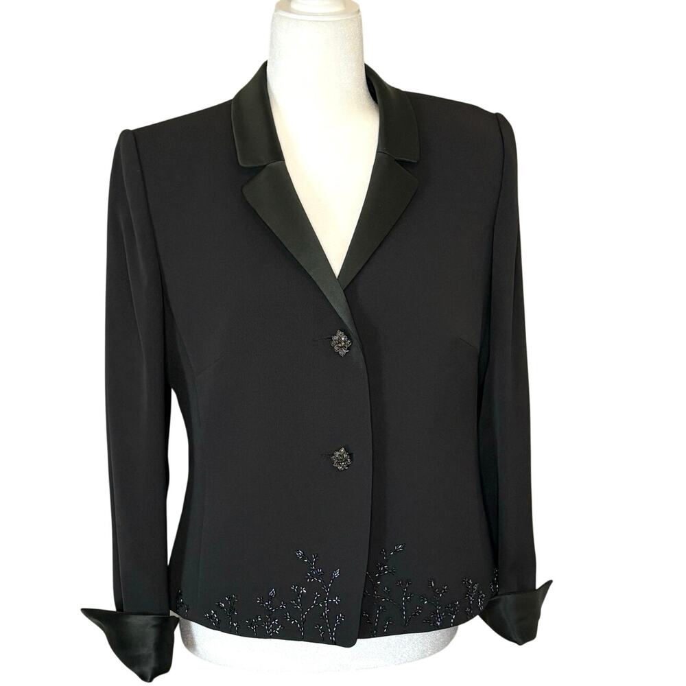 Vintage Sunny Choi Silk Beaded Special Occasion Blazer Women's 10 Olive
